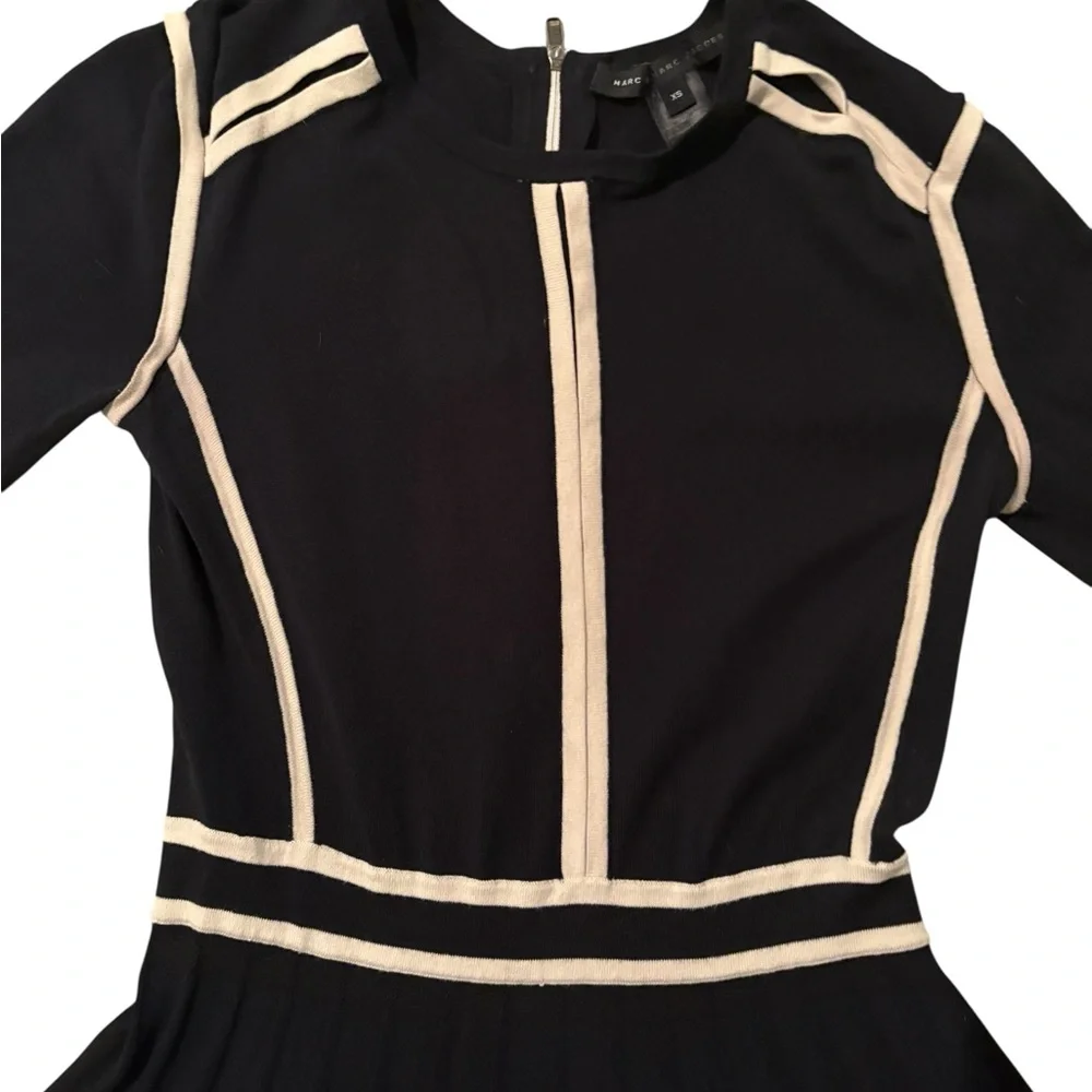 Marc By Marc Jacobs Black & Cream Midi Dress with Pleats | XS - Picture 3 of 6